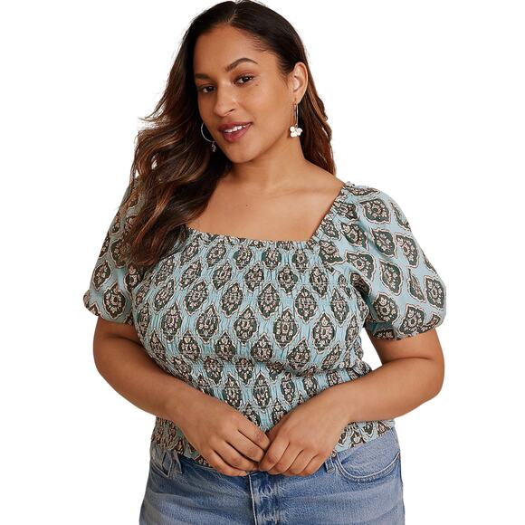 Maurice’s Bohemian Tribal Smocked Puff Sleeve Short Sleeve Blouse Plus Size 3X - Picture 1 of 8